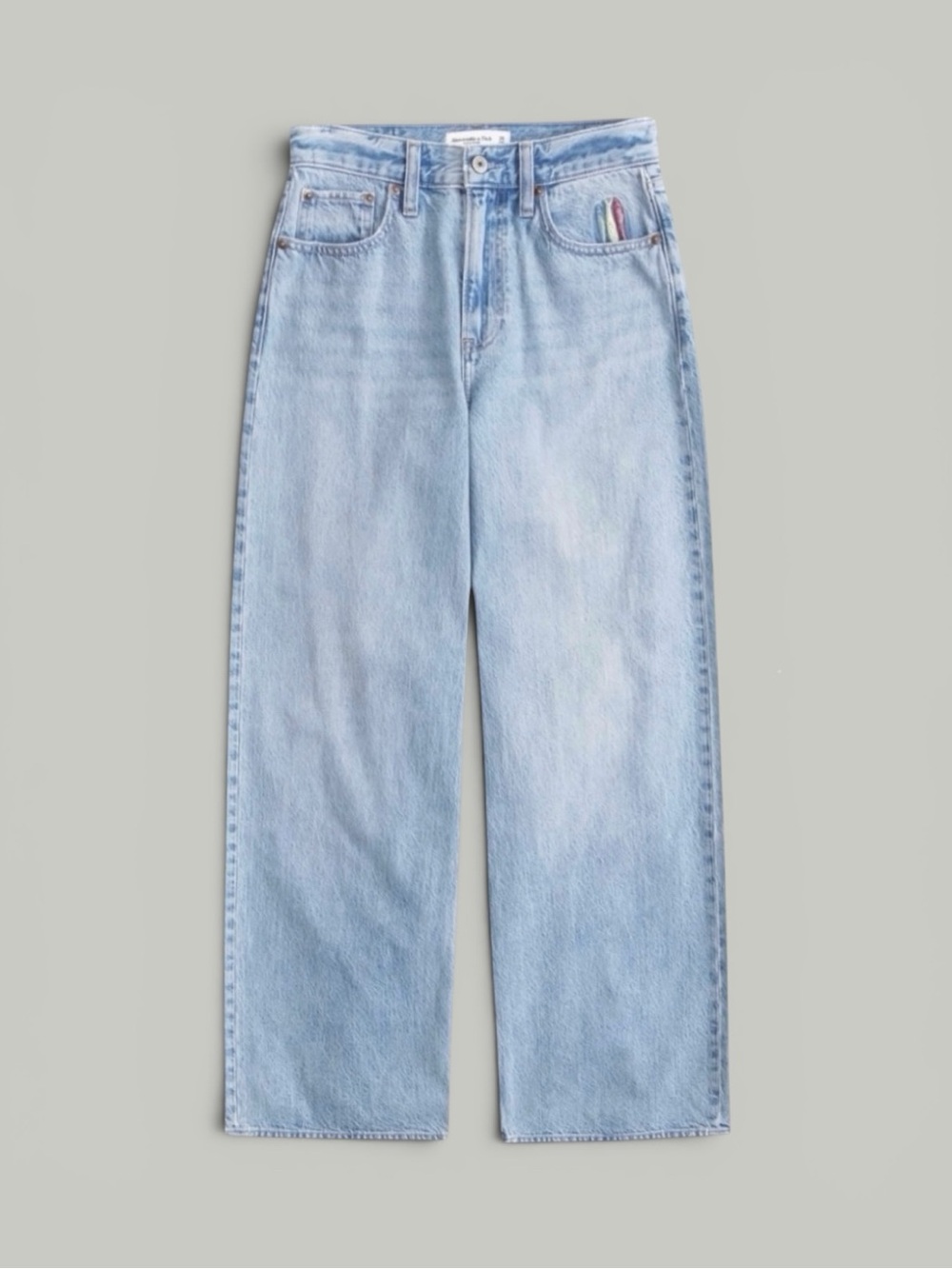 Abercrombie & Fitch Light Blue Denim High-Rise Wide Leg Jeans